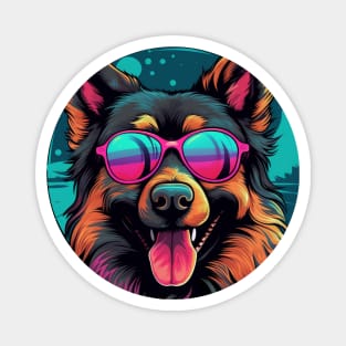 Retro Wave Shepherd Dog Magnet